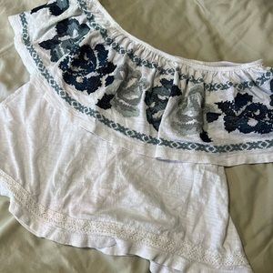 Free people embroidered off the shoulder top